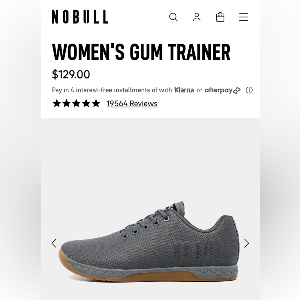 NOBULL men’s or women’s ‘gum trainer’ shoes - gray